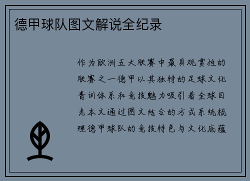 德甲球队图文解说全纪录