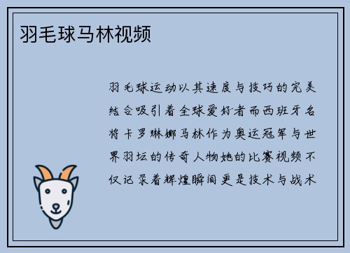 羽毛球马林视频